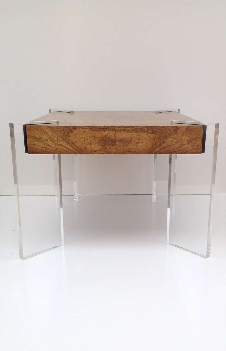 burl wood and acrylic table