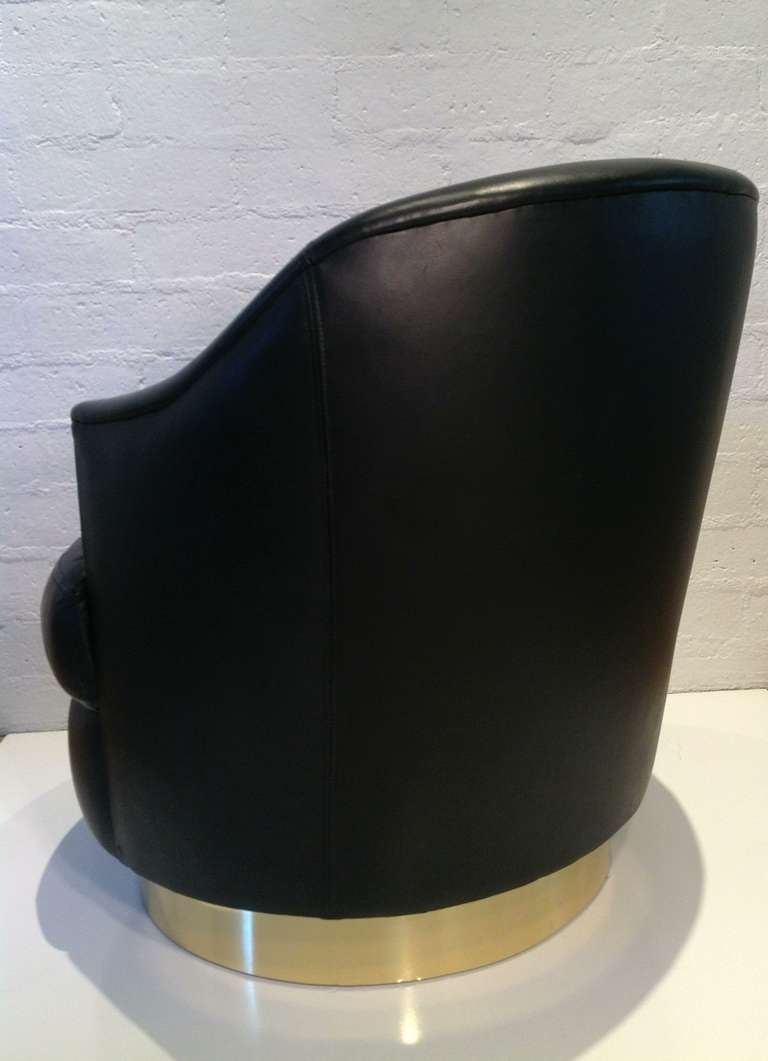 Mid-Century Modern Karl Springer Rich Leather Swivel Chair