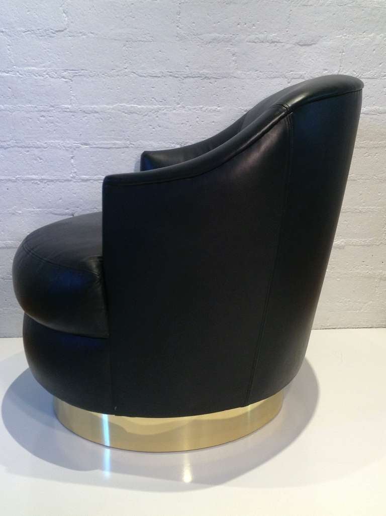 American Karl Springer Rich Leather Swivel Chair