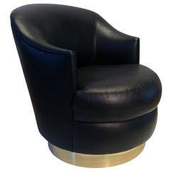 Karl Springer Rich Leather Swivel Chair 2