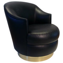 Karl Springer Rich Leather Swivel Chair