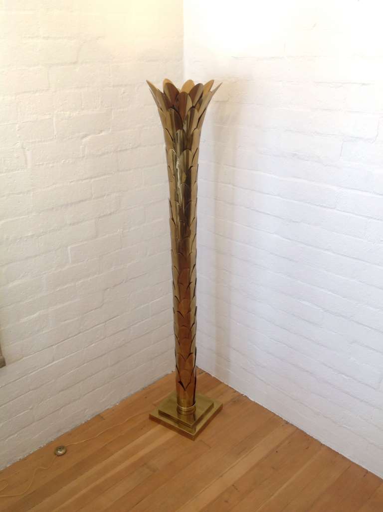 Maison Jansen Brass Palm Tree Torchere Lamp 1
