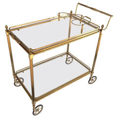Solid Polished Brass French Bar Cart
