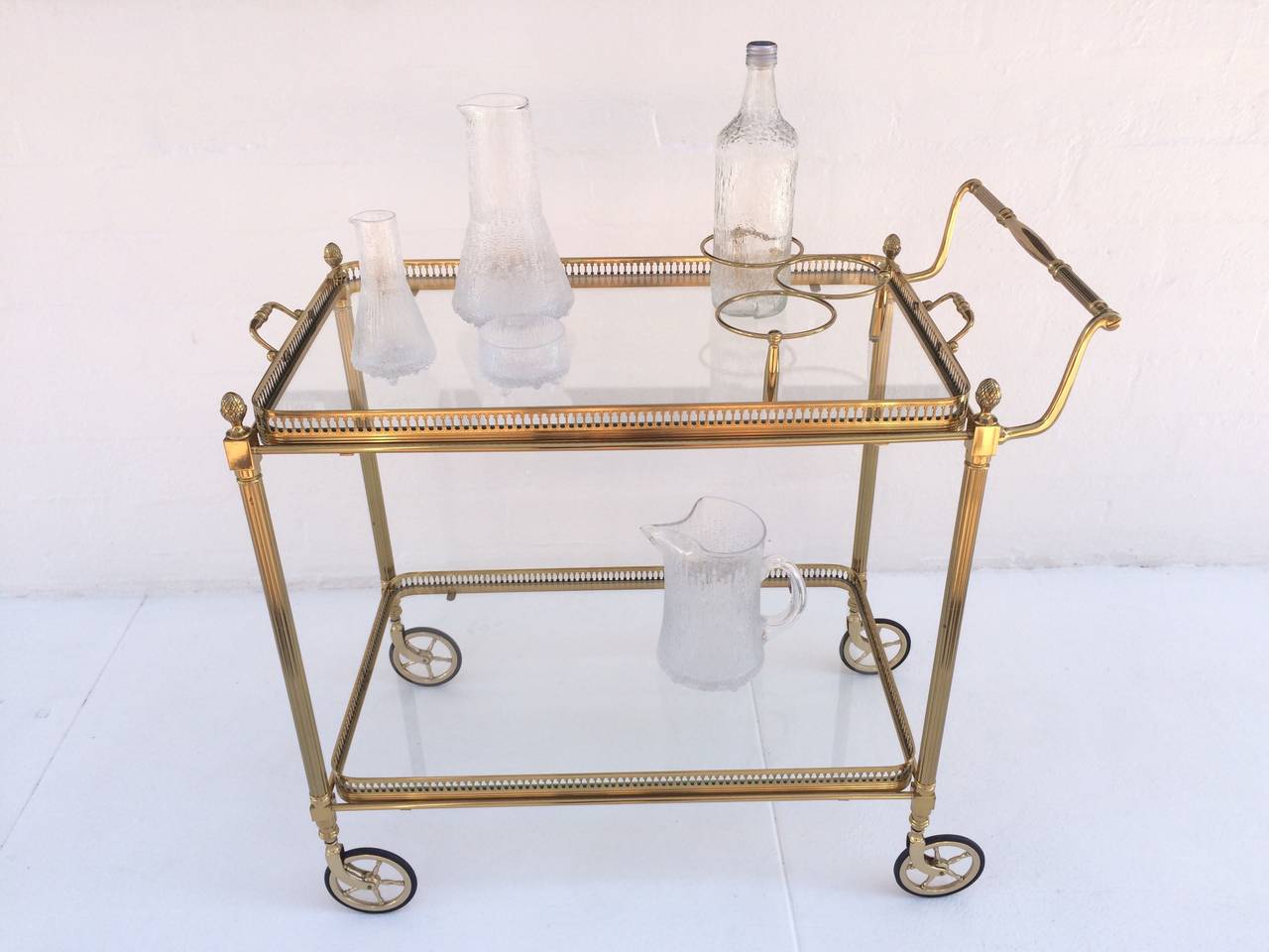 Solid Polished Brass French Bar Cart 3