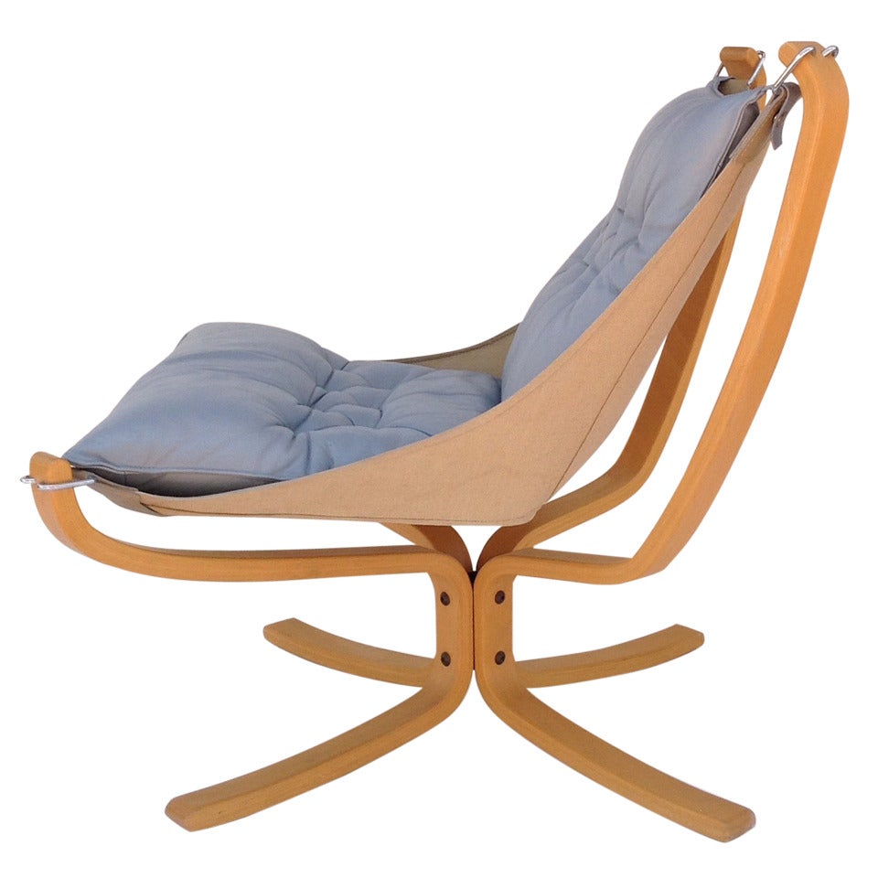 "Falcon Chair, " Maple Wood with Leather Cushion Designed by Sigurd Ressel