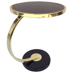 Polished Brass and Black Glass Side Table by Milo Baughman for DIA