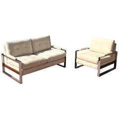 Loveseat and Matching Lounge Chair by Milo Baughman