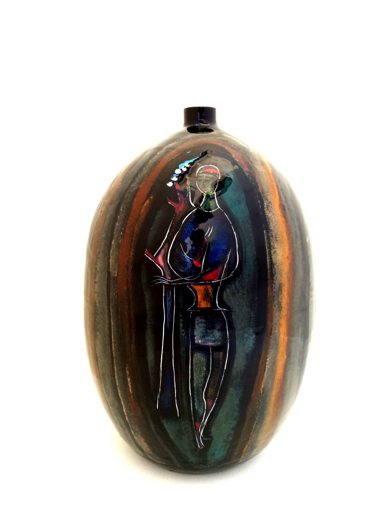 Large Ceramic Glazed Vase by Polia Pillin at 1stDibs