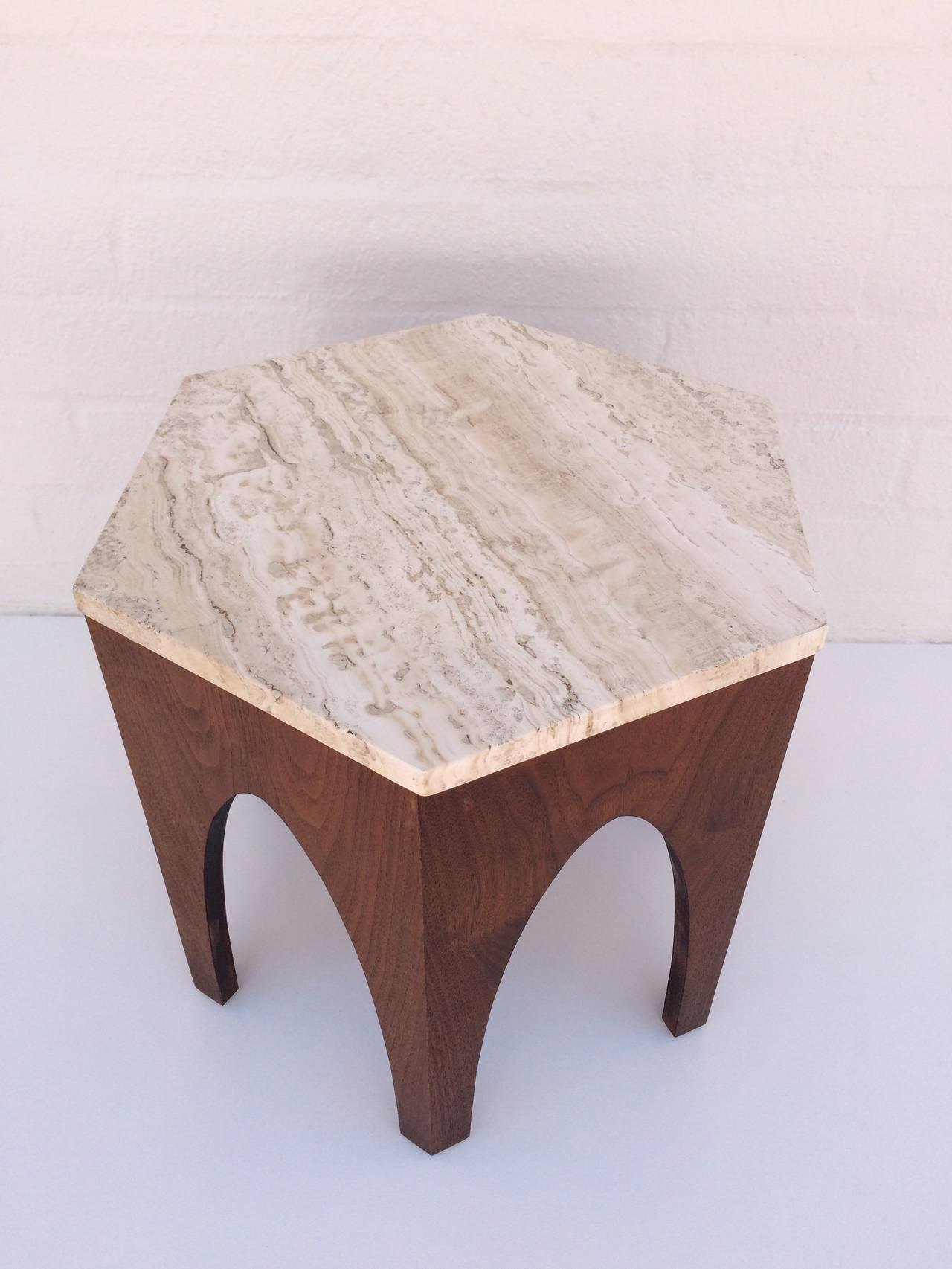 Polished Hexagon Occasional Table Designed by Harvey Probber