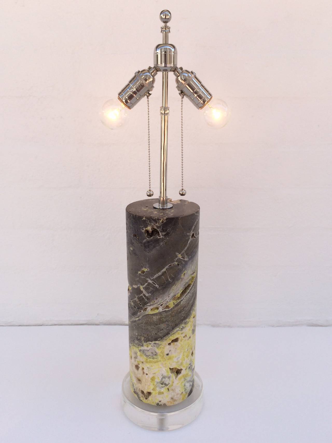 Polished Absolutely Stunning Agate Table Lamp with an Acrylic Base