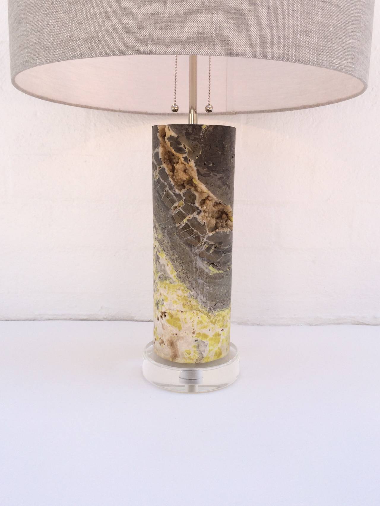 Mid-Century Modern Absolutely Stunning Agate Table Lamp with an Acrylic Base