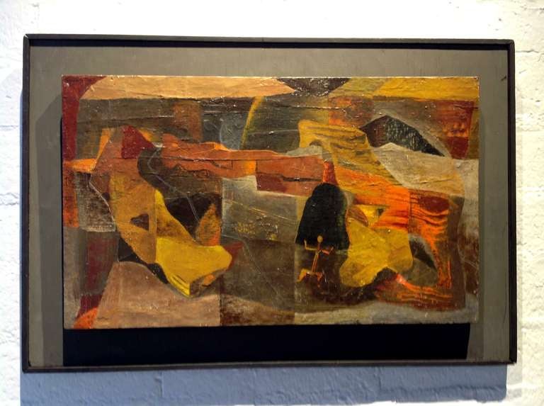 A mixed media on board from the 1960's by American  Artist Agnes Sims 
