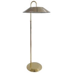 Polished Nickel and Brass Adjustable Floor Lamp by Laurel