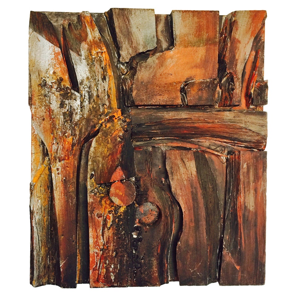 Wood Assemblage and Acrylic Wall Sculpture by Wayne Long