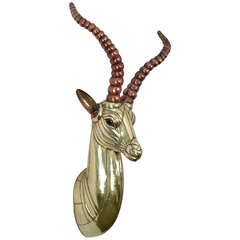 Large Polished Brass & Copper Antelope by Sergio Bustamante