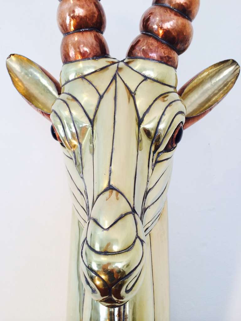 Large Polished Brass & Copper Antelope by Sergio Bustamante 2