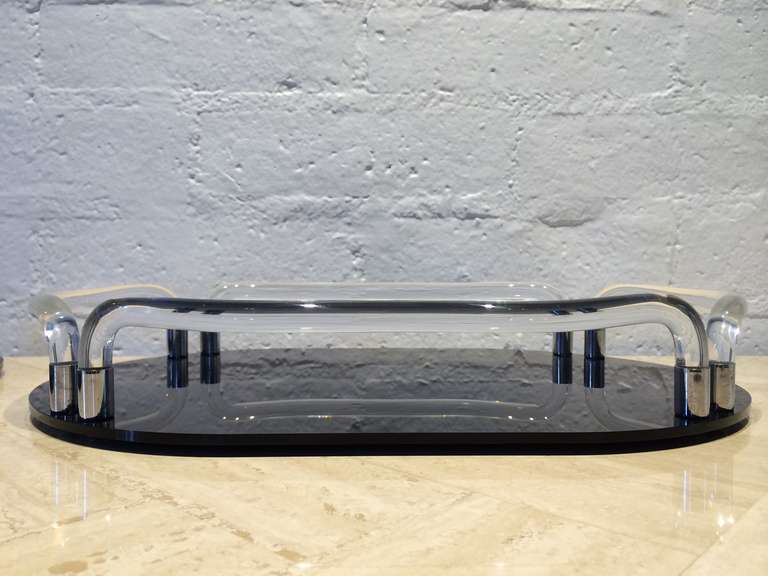 Late 20th Century Acrylic & Nickel Trays in the style of Dorothy Thorpe for Grainware