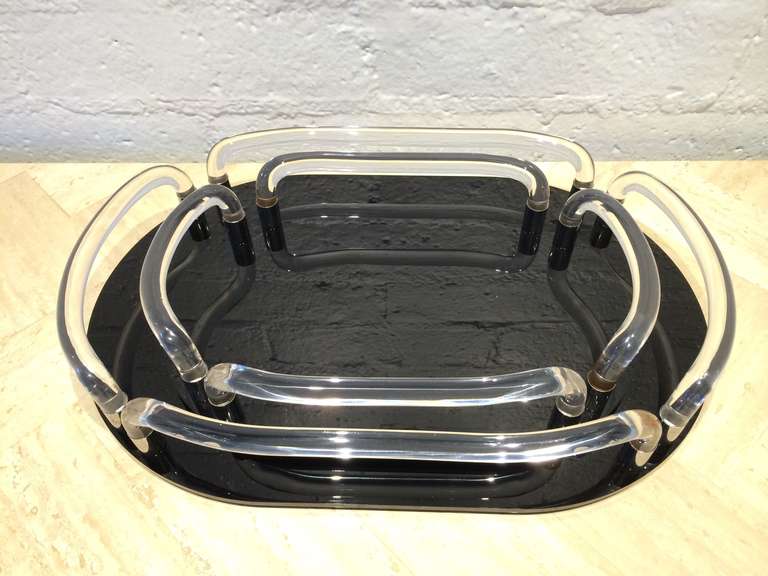 American Acrylic & Nickel Trays in the style of Dorothy Thorpe for Grainware