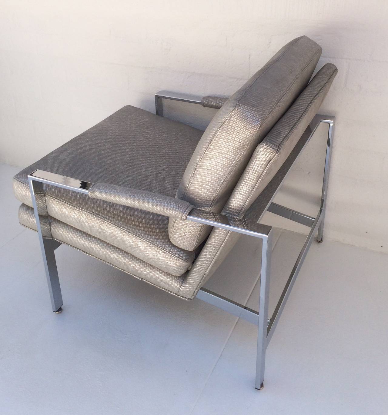 Chrome Pair of Lounge Chairs Designed by Milo Baughman for Thayer Coggin