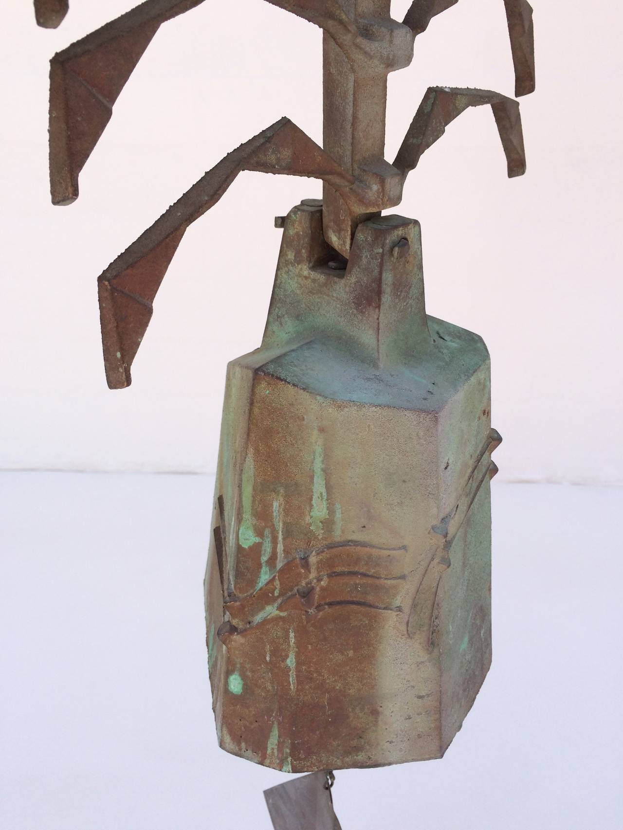 Patinated Large-Scale Sculptural Bronze Wind Bell Designed by Paolo Soleri