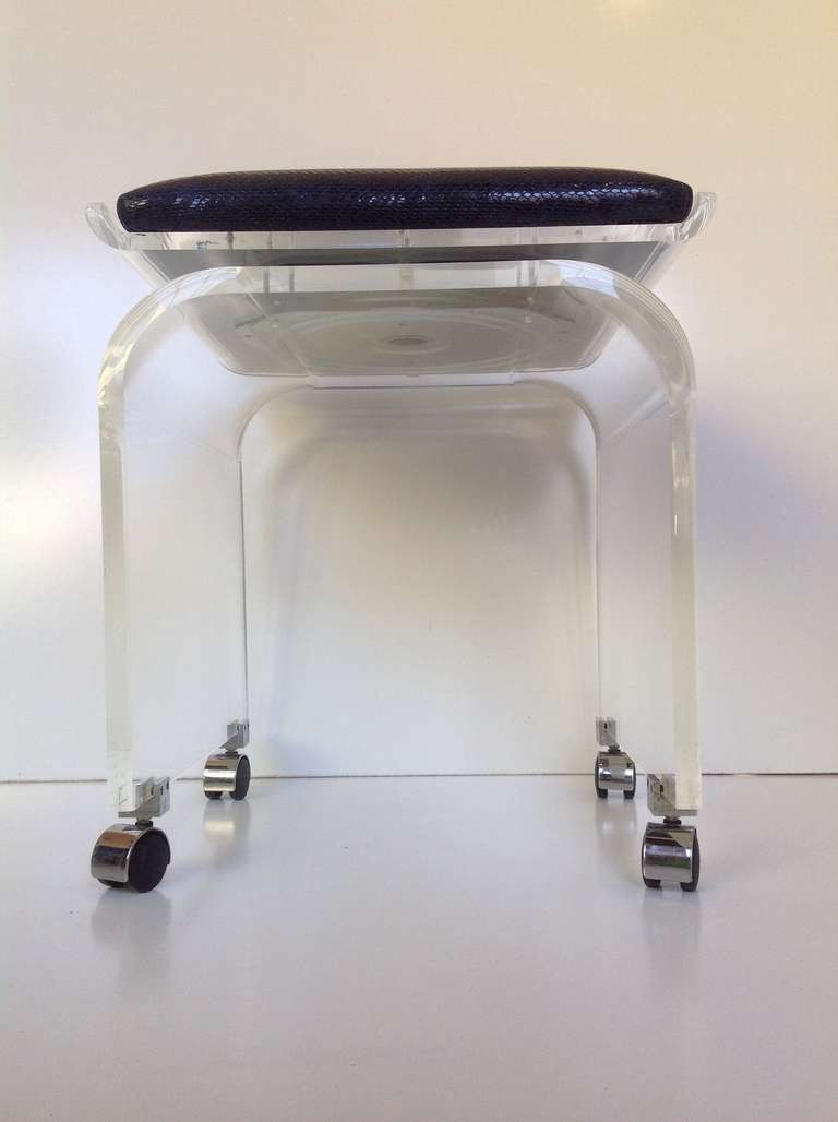 Acrylic Swivel Top Vanity Stool Designed by Charles Hollis Jones In Excellent Condition In Palm Springs, CA