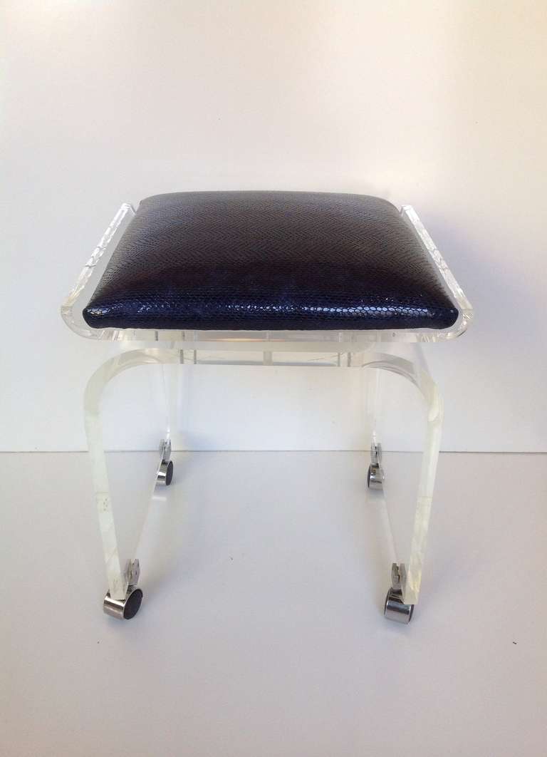 Late 20th Century Acrylic Swivel Top Vanity Stool Designed by Charles Hollis Jones