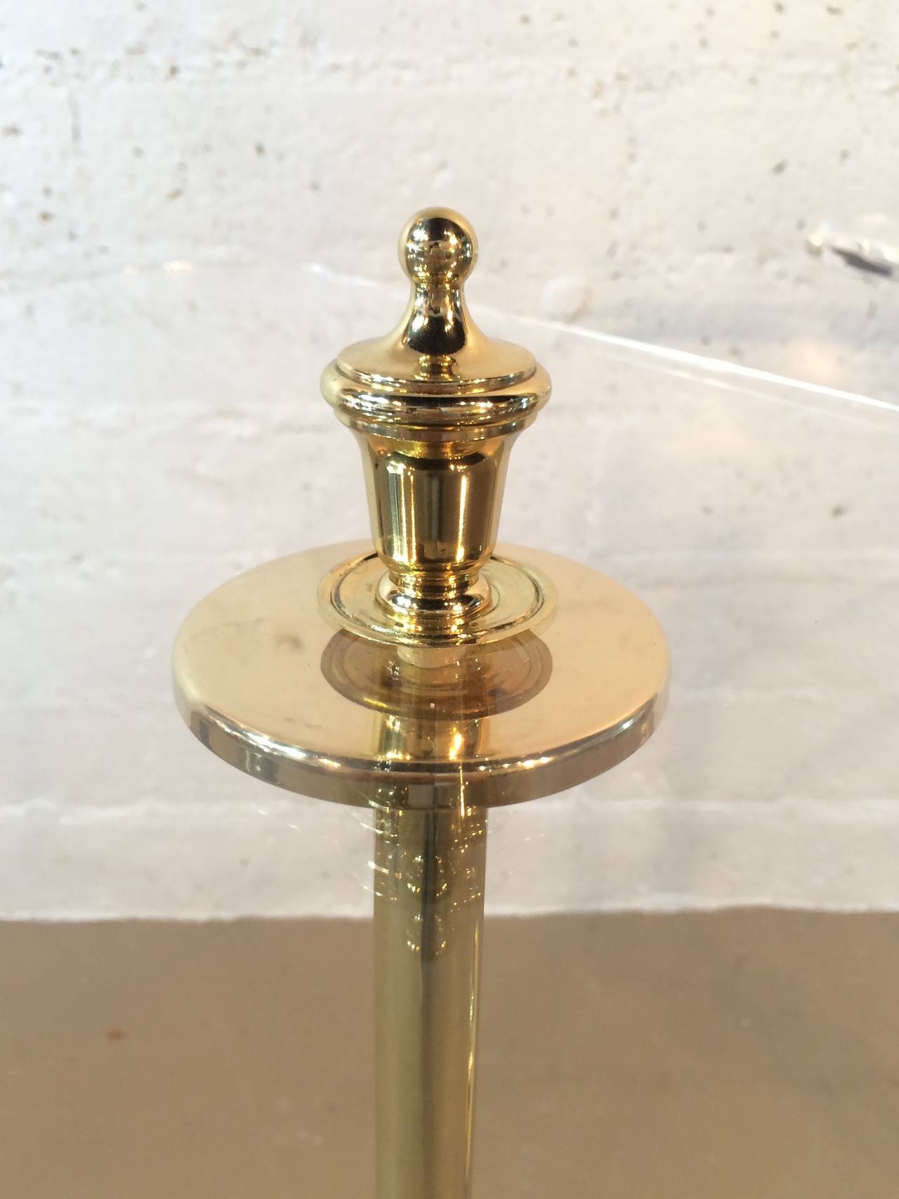 Late 20th Century Stunning Pair of Polished Brass and Acrylic Side Tables