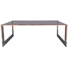 Smoked Glass and Polished Stainless Steel Coffee/Cocktail Table by Brueton 10