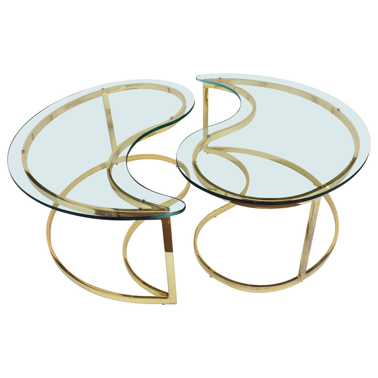 Polished Brass and Glass Cocktail or Coffee Tables Designed by Milo Baughman