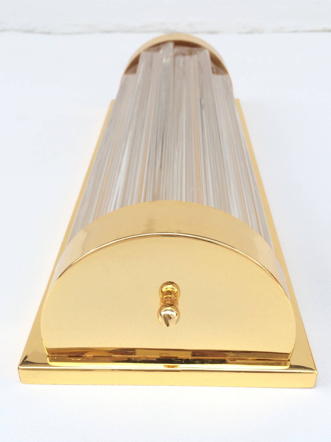Phenomenal Polished Brass with Murano Glass Rods Wall Sconces by Venini 2