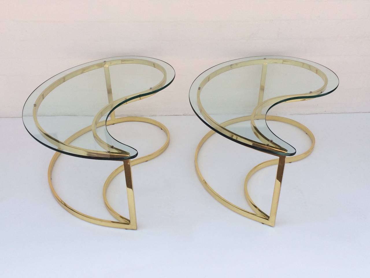 American Polished Brass and Glass Cocktail or Coffee Tables Designed by Milo Baughman