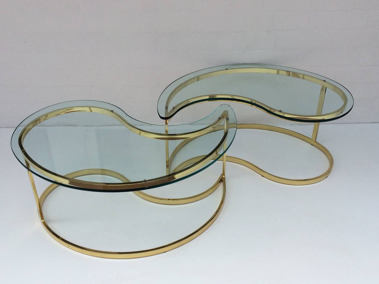Late 20th Century Polished Brass and Glass Cocktail or Coffee Tables Designed by Milo Baughman