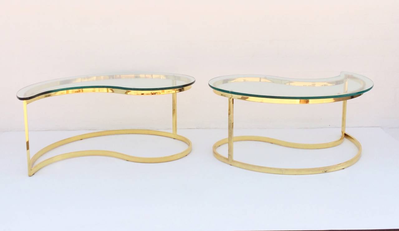 Polished Brass and Glass Cocktail or Coffee Tables Designed by Milo Baughman 1