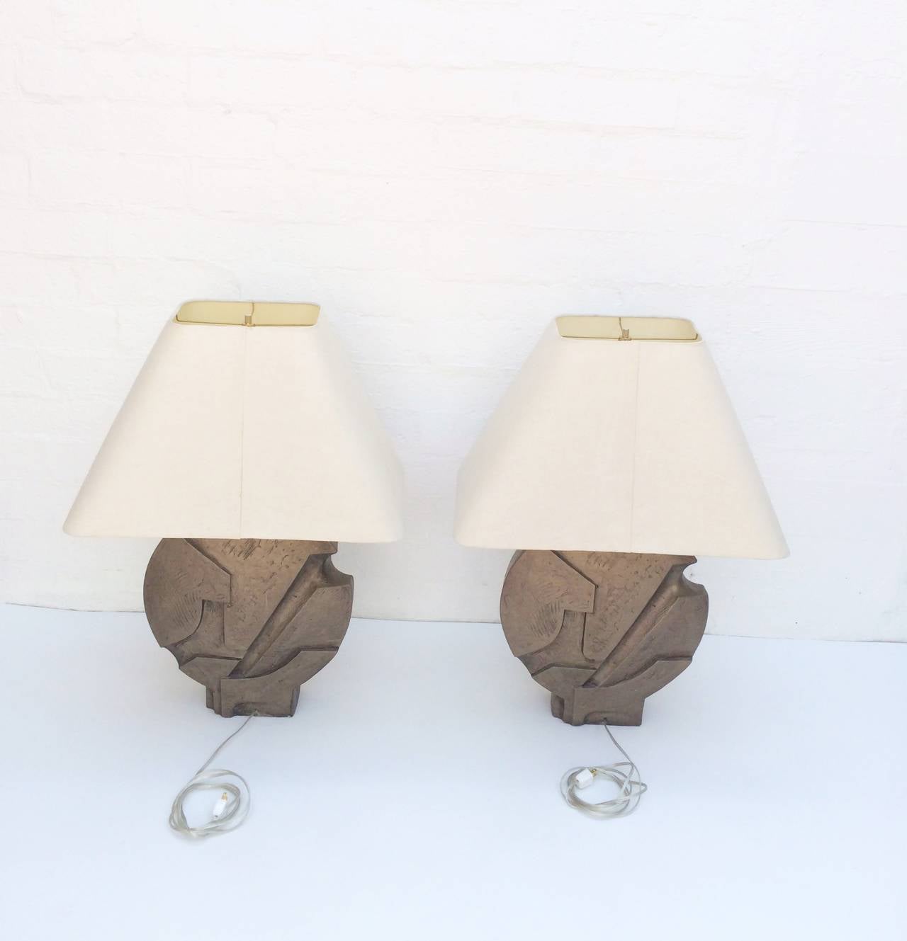 Mid-Century Modern Pair of Sculptural Table Lamps