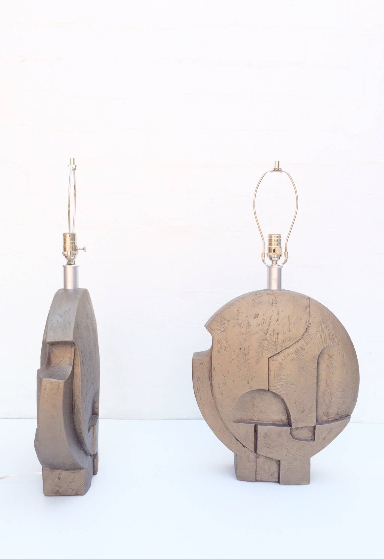 Mid-20th Century Pair of Sculptural Table Lamps