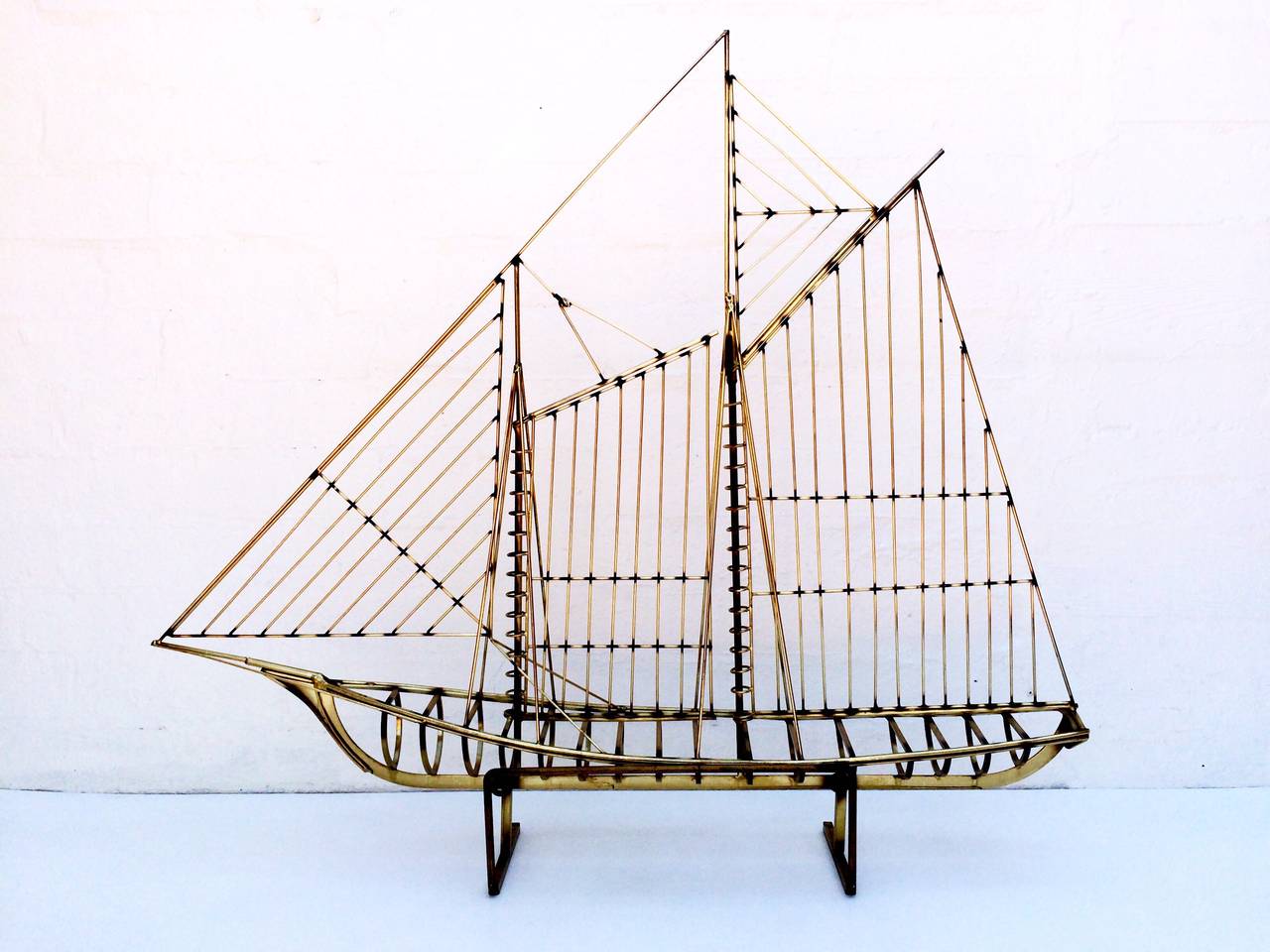 American Large Brass Ship by Curtis Jere