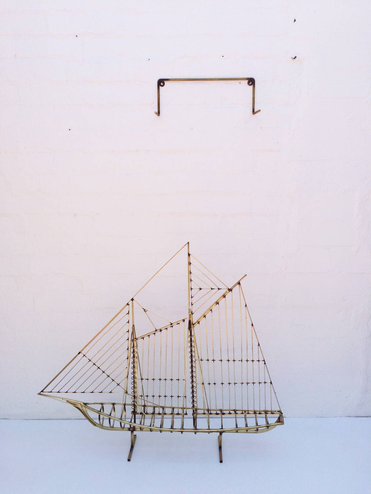 Late 20th Century Large Brass Ship by Curtis Jere
