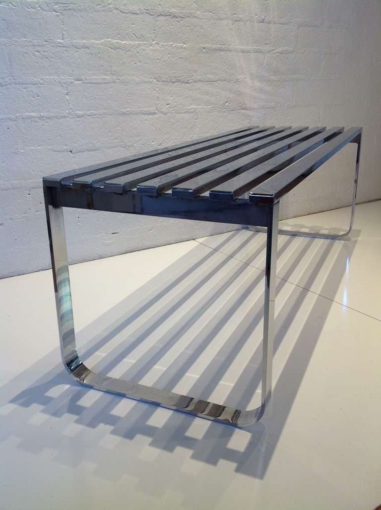 American Polished Chrome Bench designed by Milo Baughman