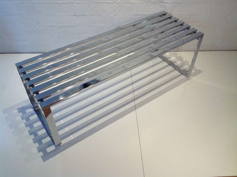 Mid-Century Modern Polished Chrome Bench designed by Milo Baughman