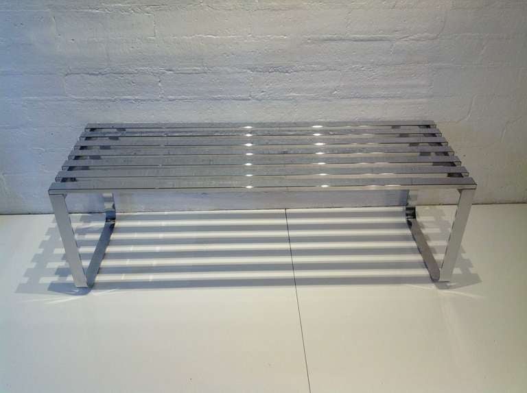 Polished Chrome Bench designed by Milo Baughman In Excellent Condition In Palm Springs, CA