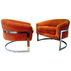 A pair of  Milo Baughman Club Chairs