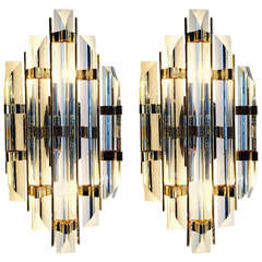 Pair of Murano Glass Wall Sconces Designed by Venini