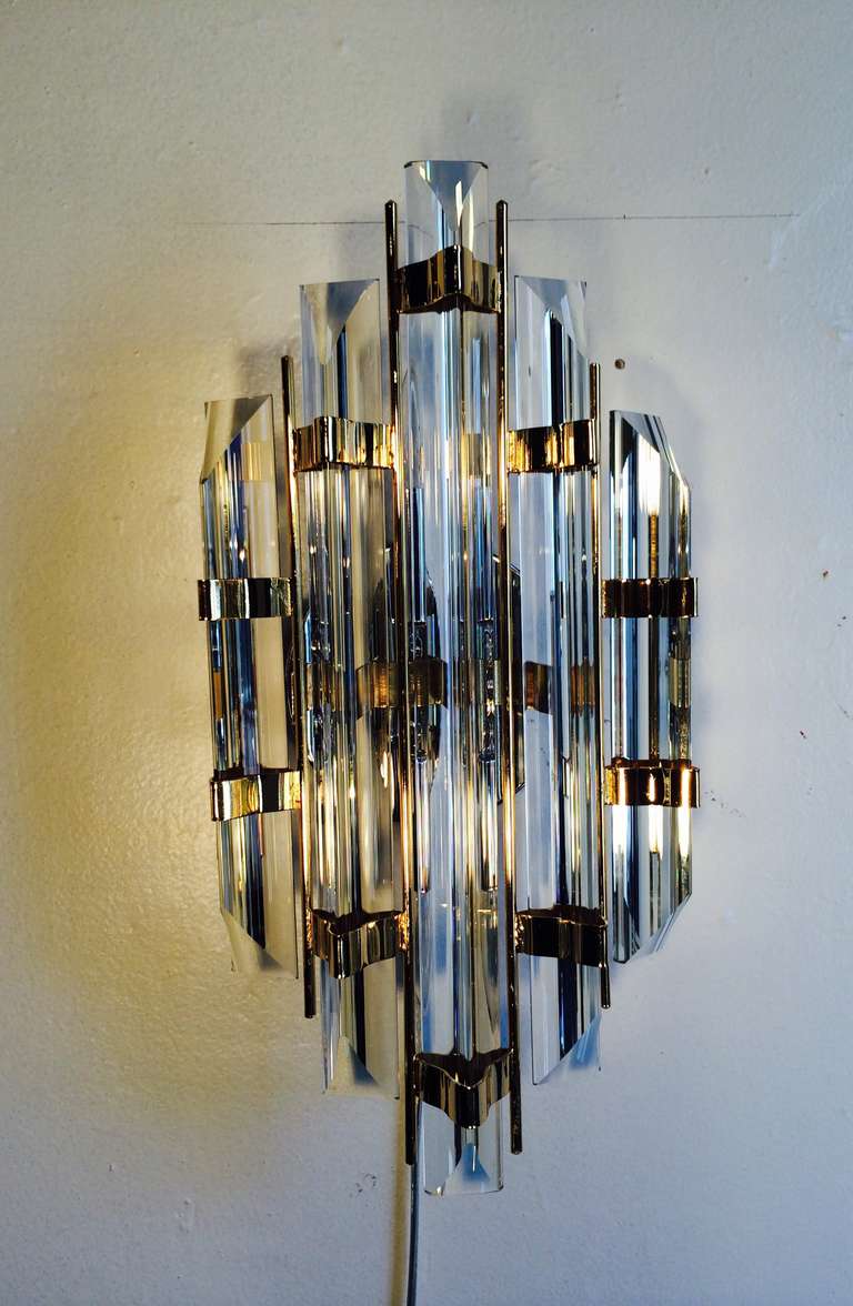 Mid-20th Century Pair of Murano Glass Wall Sconces Designed by Venini