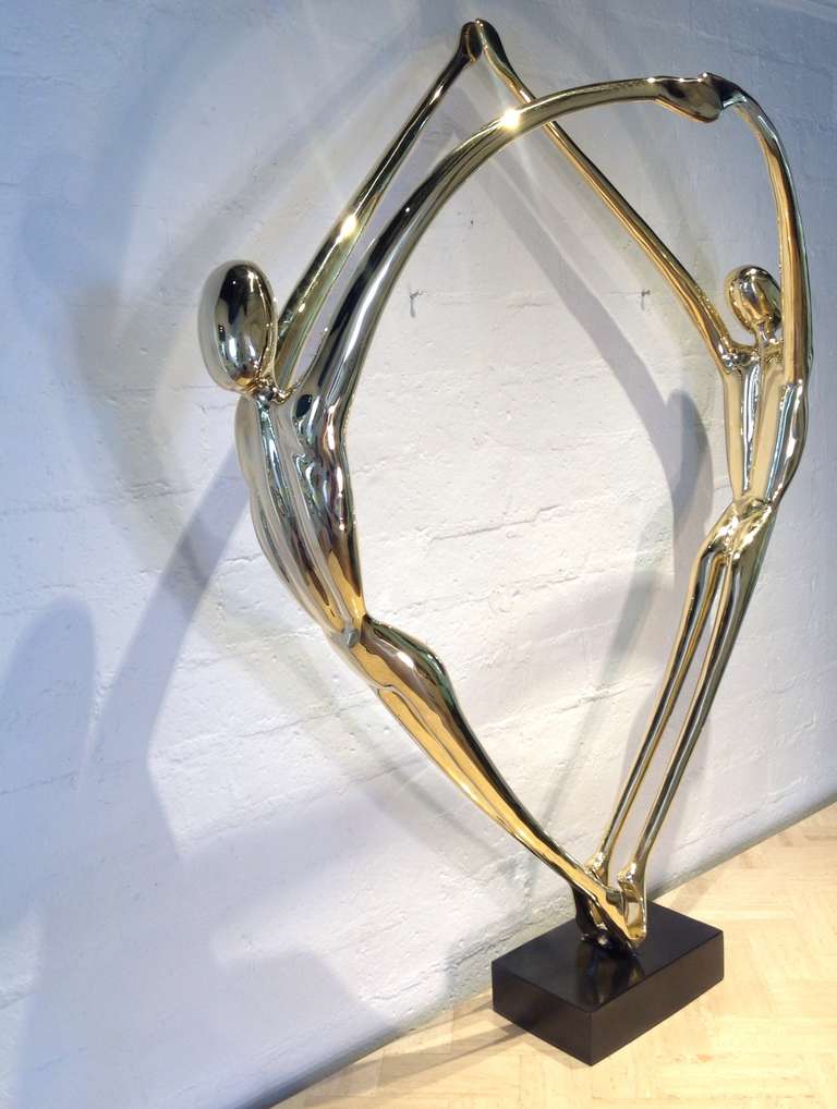 Mid-Century Modern Polished Brass Unity Sculpture by Jacques Duval-Brasseur