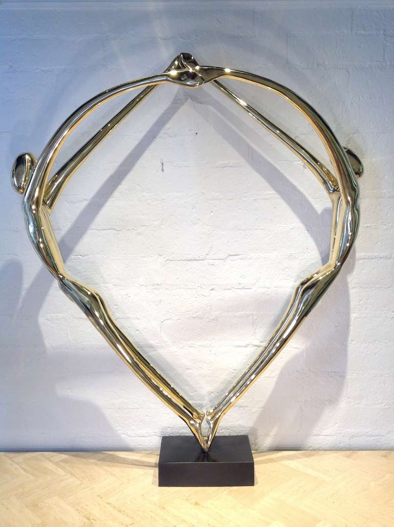 French Polished Brass Unity Sculpture by Jacques Duval-Brasseur