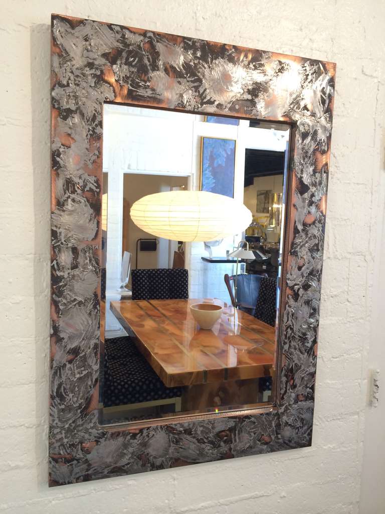 Mid-Century Modern Copper and Aluminum Mirror by Autumn Guild