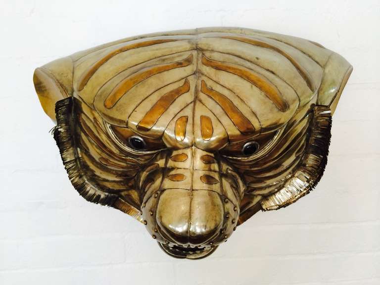 Mexican Monumental Copper and Brass Tiger Head by Sergio Bustamante