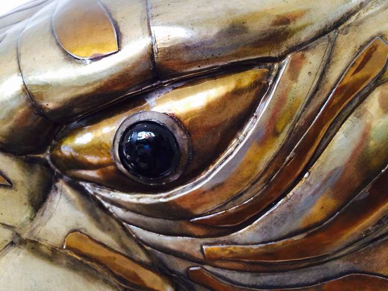 Monumental Copper and Brass Tiger Head by Sergio Bustamante 2