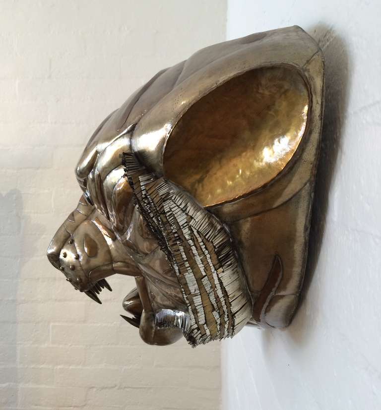Monumental Copper and Brass Tiger Head by Sergio Bustamante 1