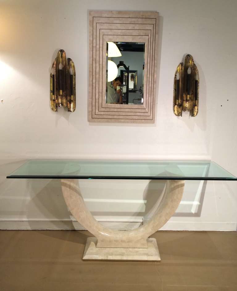 Maitland-Smith Tessellated Fossil Stone Console In Excellent Condition In Palm Springs, CA